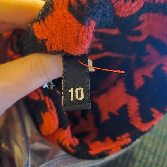 H&M Divided Womens Houndstooth Wool Blend Moto Jacket Size 10 Red & Black Preppy - Picture 4 of 7